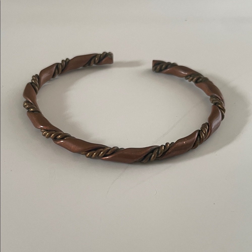 Ayurvedic Twisted Copper and brass chain cuff Bracelet